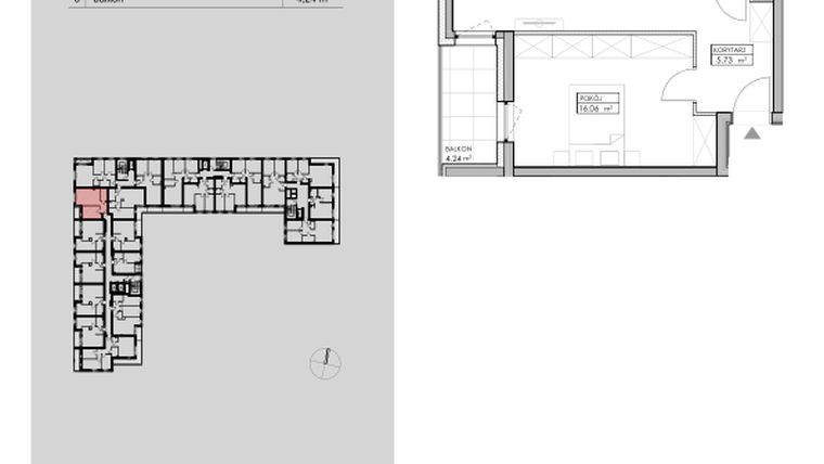 Rzut - Mieszkanie na sprzedaż 2 pokoje o powierzchni 55,24 m² - numer A16 w Niebieski Bursztyn
