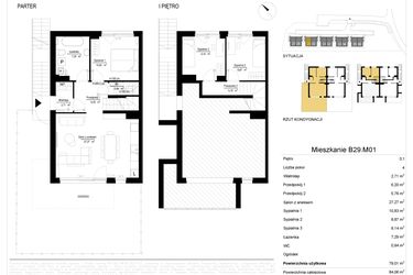 Rzut - Mieszkanie na sprzedaż 4 pokoje o powierzchni 84,85 m² - numer 29.1 w River Park