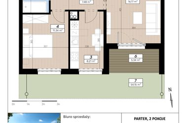 Rzut - Mieszkanie na sprzedaż 2 pokoje o powierzchni 47,28 m² - numer C/0/3 w Limone