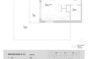 Rzut - Mieszkanie na sprzedaż 1 pokój o powierzchni 28,45 m² - numer E.0.2 w ATAL Parkowa