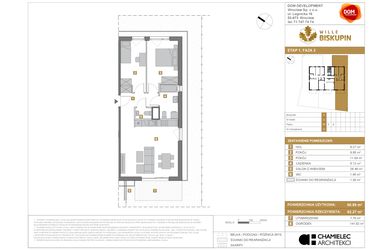 Rzut - Mieszkanie na sprzedaż 3 pokoje o powierzchni 60,89 m² - numer I.1 w Wille Biskupin II