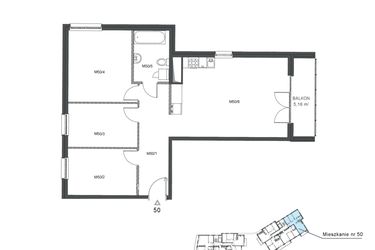 Rzut - Mieszkanie na sprzedaż 4 pokoje o powierzchni 77,46 m² - numer 50 w Wzgórze Krzemionki II