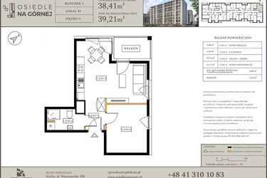 Rzut - Mieszkanie na sprzedaż 1 pokój o powierzchni 38,41 m² - numer M41 w Osiedle Na Górnej etap V