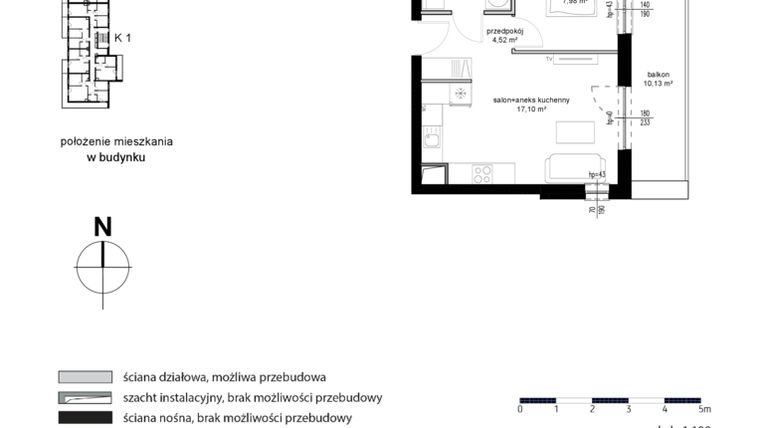Rzut - Mieszkanie na sprzedaż 2 pokoje o powierzchni 33,64 m² - numer 55 w Kwarcowe Wzgórze - bud. 2