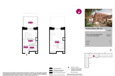 Rzut - Mieszkanie na sprzedaż 1 pokój o powierzchni 46,71 m² - numer G2.132 w Fuzja Lofty