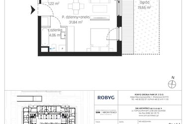 Rzut - Mieszkanie na sprzedaż 1 pokój o powierzchni 37,12 m² - numer J.0M11 w Nadmotławie Apartments etap J