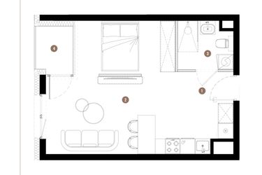 Rzut - Mieszkanie na sprzedaż 1 pokój o powierzchni 35,51 m² - numer C3.01.12 w Apartamenty Reytana