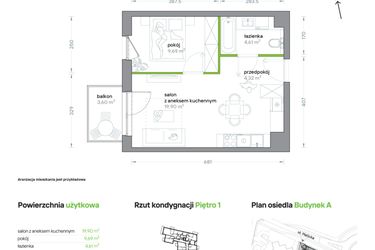 Rzut - Mieszkanie na sprzedaż 2 pokoje o powierzchni 38,52 m² - numer A/KL2/1/13 w Podhalańska Vita