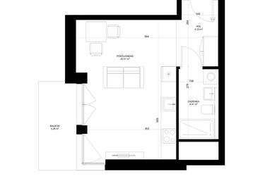 Rzut - Mieszkanie na sprzedaż 1 pokój o powierzchni 29,17 m² - numer F.7.5 w INSPIRE ETAP V – bud. F, G