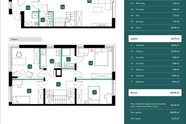 Rzut - Dom na sprzedaż 5 pokoi o powierzchni 134,96 m² - numer 2B w Spokojny Wilanów