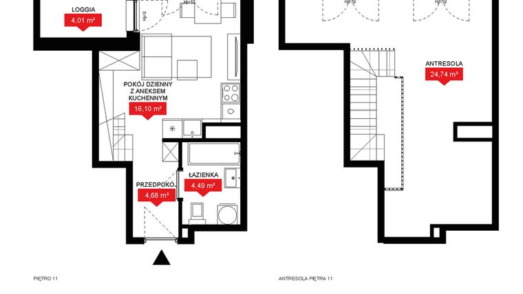 Rzut - Mieszkanie na sprzedaż 1 pokój o powierzchni 49,79 m² - numer A1 138 w 29L