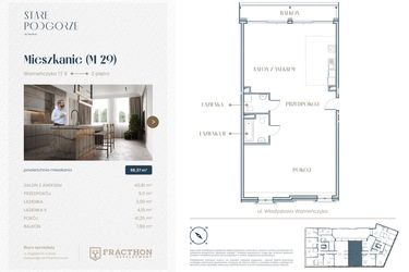 Rzut - Mieszkanie na sprzedaż 1 pokój o powierzchni 98,37 m² - numer M.29 w Stare Podgórze