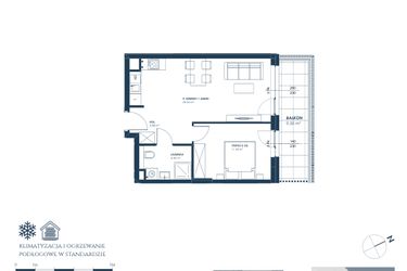 Rzut - Mieszkanie na sprzedaż 2 pokoje o powierzchni 42,28 m² - numer 28.A2 w Nadmorska Darłowo