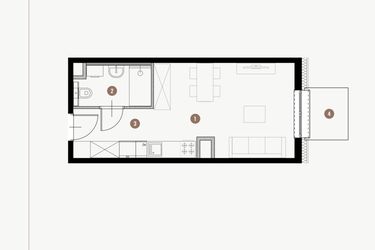 Rzut - Mieszkanie na sprzedaż 1 pokój o powierzchni 26,72 m² - numer I.6.17 w Tuwima Apartments