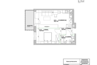 Rzut - Mieszkanie na sprzedaż 2 pokoje o powierzchni 38,92 m² - numer A19 w Laurowy Zakątek