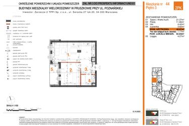 Rzut - Mieszkanie na sprzedaż 2 pokoje o powierzchni 40,87 m² - numer 44 w Zarzecze II Pruszków