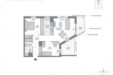 Rzut - Mieszkanie na sprzedaż 3 pokoje o powierzchni 69,27 m² - numer 10.5 w SEAHall
