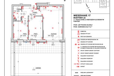 Rzut - Mieszkanie na sprzedaż 3 pokoje o powierzchni 53,55 m² - numer 22_17 w Osiedle 4 Pory Roku - Etap VIII