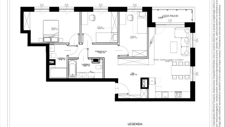 Rzut - Mieszkanie na sprzedaż 4 pokoje o powierzchni 84,31 m² - numer A6 w Osiedle pod Klonami "Klonowa 11"