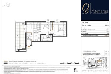 Rzut - Mieszkanie na sprzedaż 2 pokoje o powierzchni 47,48 m² - numer M.15 w Ożarowska 35