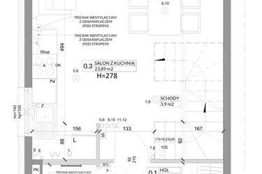 Rzut - Dom na sprzedaż 3 pokoje o powierzchni 68,29 m² - numer 1A w Osiedle Słoneczne