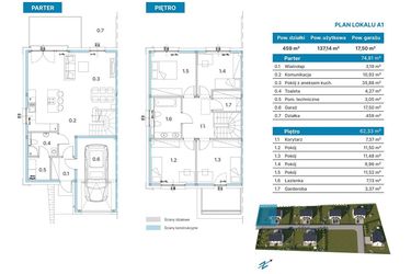 Rzut - Dom na sprzedaż 5 pokoi o powierzchni 137,14 m² - numer A1 w Domy Łozina