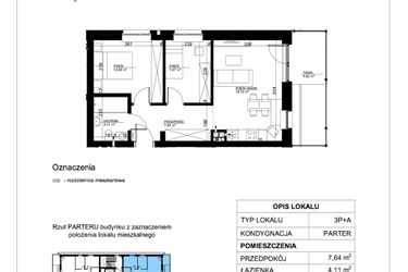 Rzut - Mieszkanie na sprzedaż 3 pokoje o powierzchni 48,21 m² - numer 1 w Esperanto Park etap II
