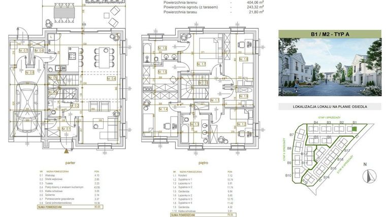 Rzut - Dom na sprzedaż 5 pokoi o powierzchni 159,7 m² - numer B1/M2 w Cesarskie Ogrody