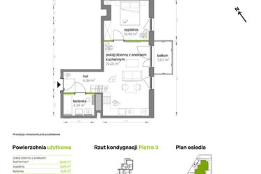 Rzut - Mieszkanie na sprzedaż 2 pokoje o powierzchni 42,72 m² - numer AA0301 w Ptasia Vita