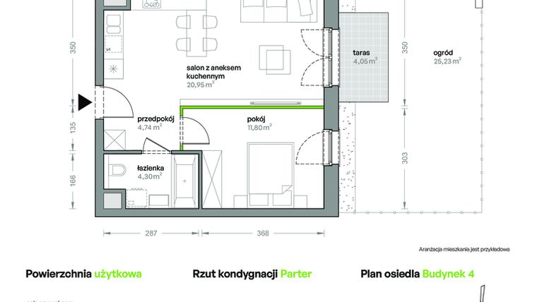 Rzut - Mieszkanie na sprzedaż 2 pokoje o powierzchni 41,79 m² - numer B4/A/04 w Ceglana Park