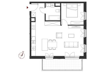 Rzut - Mieszkanie na sprzedaż 2 pokoje o powierzchni 53,06 m² - numer B.2.16 w Apartamenty Symfonia