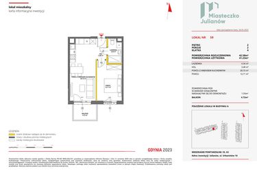 Rzut - Mieszkanie na sprzedaż 2 pokoje o powierzchni 42,58 m² - numer 59 w Miasteczko Julianów