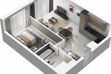 Rzut - Mieszkanie na sprzedaż 2 pokoje o powierzchni 39,84 m² - numer WO/P35/24 w Wiszące Ogrody