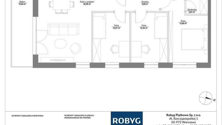 Rzut - Mieszkanie na sprzedaż 4 pokoje o powierzchni 86,22 m² - numer 1M04 w Piątkowo Residence