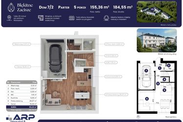 Rzut - Dom na sprzedaż 5 pokoi o powierzchni 184,55 m² - numer 7.2 w Błękitne Zacisze