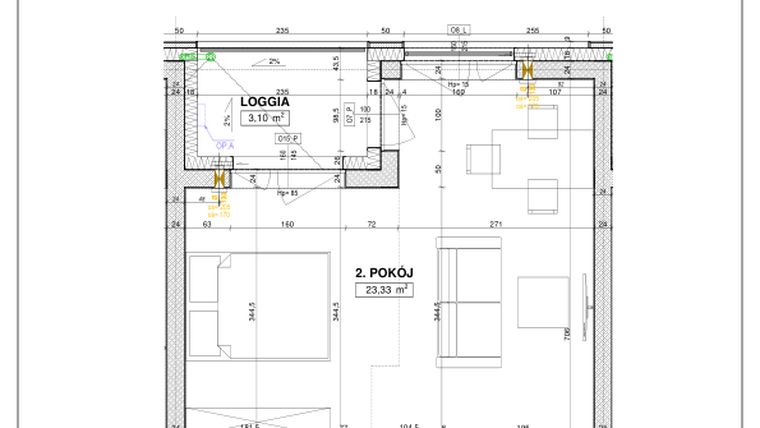 Rzut - Mieszkanie na sprzedaż 1 pokój o powierzchni 37,33 m² - numer B24 w Nowe Centrum Południowe etap IV