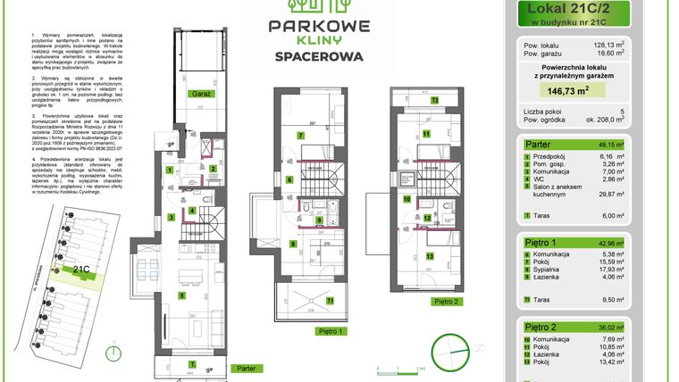 Rzut - Dom na sprzedaż 5 pokoi o powierzchni 146,73 m² - numer 21C/2 w Parkowe Kliny