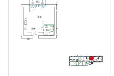 Rzut - Mieszkanie na sprzedaż 1 pokój o powierzchni 28,79 m² - numer 13 w Kamienica 62