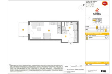Rzut - Mieszkanie na sprzedaż 1 pokój o powierzchni 29,55 m² - numer D.41 w Osiedle Rapsodia etap 2
