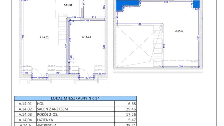 Rzut - Mieszkanie na sprzedaż 4 pokoje o powierzchni 88,08 m² - numer A.13 w Gaja Park