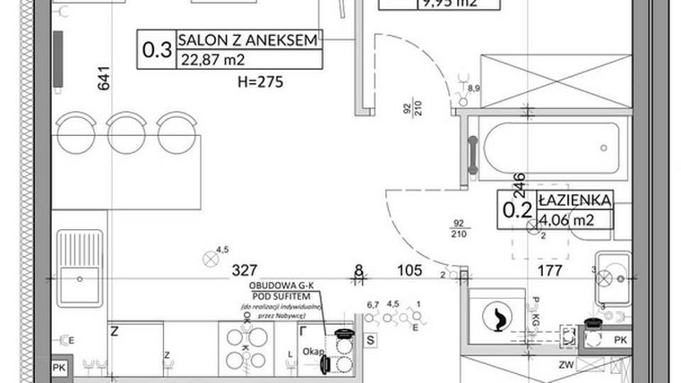 Rzut - Mieszkanie na sprzedaż 3 pokoje o powierzchni 57,39 m² - numer 83A w Osiedle Młodych etap VI