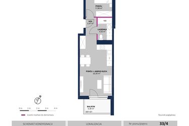 Rzut - Mieszkanie na sprzedaż 2 pokoje o powierzchni 40,28 m² - numer 236 w Moja Północna Etap III