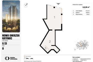 Rzut - Lokal użytkowy na sprzedaż 1 pokój o powierzchni 110,99 m² - numer U.13 w Nowa Gwiazda