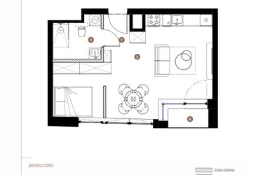 Rzut - Mieszkanie na sprzedaż 1 pokój o powierzchni 37,14 m² - numer LM.01.07.08 w Katowicka Residence