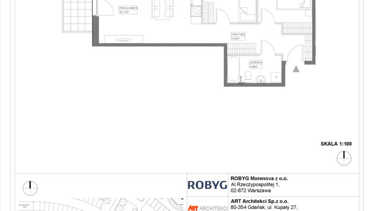 Rzut - Mieszkanie na sprzedaż 2 pokoje o powierzchni 56,19 m² - numer 3.10.3M03 w Szumilas etap III