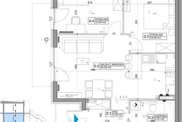 Rzut - Mieszkanie na sprzedaż 3 pokoje o powierzchni 61,95 m² - numer 37A w Osiedle Młodych etap IV