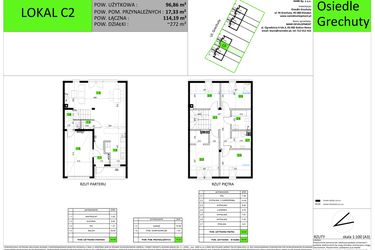 Rzut - Dom na sprzedaż 5 pokoi o powierzchni 114,19 m² - numer C2 w Osiedle Grechuty