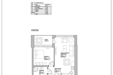 Rzut - Mieszkanie na sprzedaż 2 pokoje o powierzchni 49,76 m² - numer M7 w Ogrody Reymonta