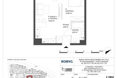 Rzut - Mieszkanie na sprzedaż 1 pokój o powierzchni 40,65 m² - numer 1M24 w Elektrovnia Garbary