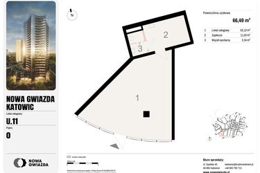 Rzut - Lokal użytkowy na sprzedaż 1 pokój o powierzchni 66,49 m² - numer U.11 w Nowa Gwiazda